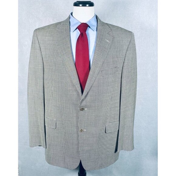 Jack Victor Blazer Mens 46R Gray Wool Union Made Houndstooth Jacket - Picture 2 of 15